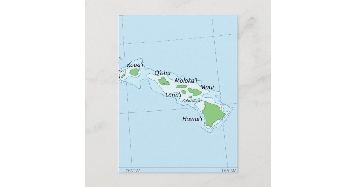 Hawaiian Island Chain Map Postcard Zazzle