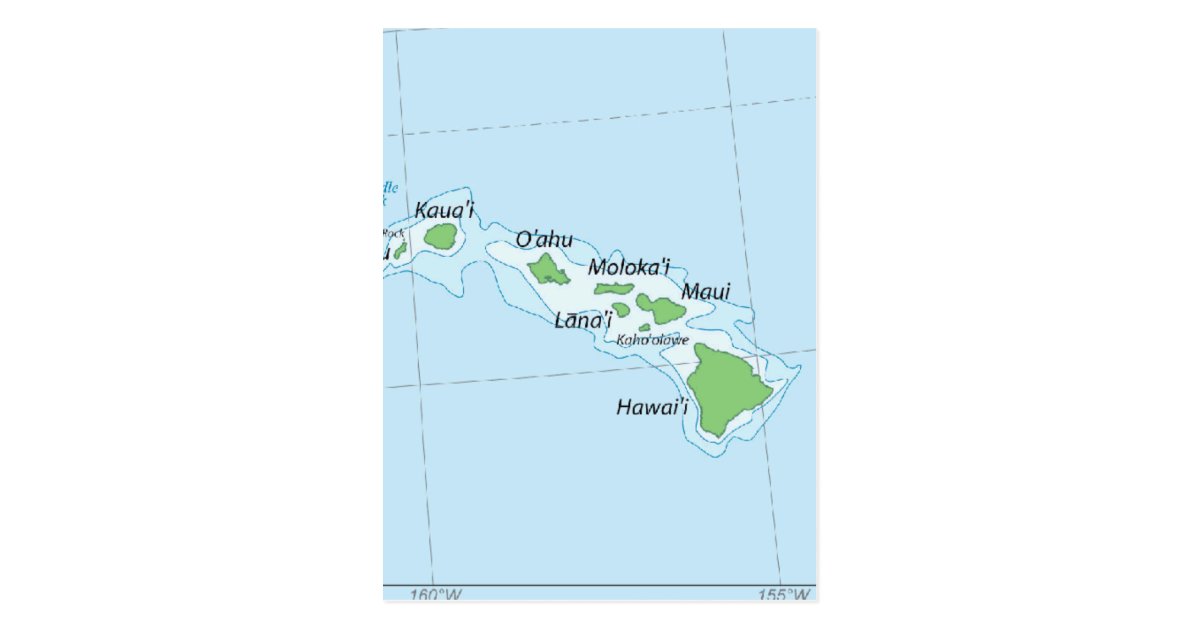 Hawaiian Island Chain Map Postcard