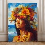 Hawaiian Island Goddess Tropical Canvas Print<br><div class="desc">Celebrate the radiant beauty of island life with this vibrant tropical wall art featuring a serene Hawaiian woman adorned with a crown of flowers and fruit. Bathed in golden sunlight and set against a dazzling ocean backdrop, this art piece captures strength, peace, and feminine grace. Perfect for tropical-themed decor, beach...</div>