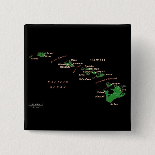 Hawaiian Island map Button (Front)