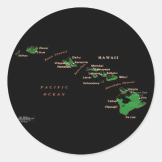 Hawaiian Island map Classic Round Sticker