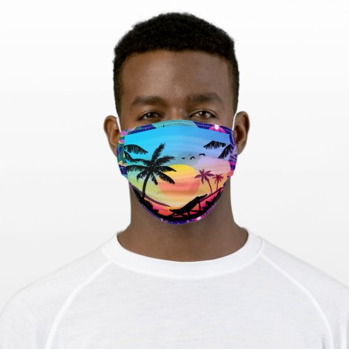 Hawaiian Island Silhouette Sunset Adult Cloth Face Mask