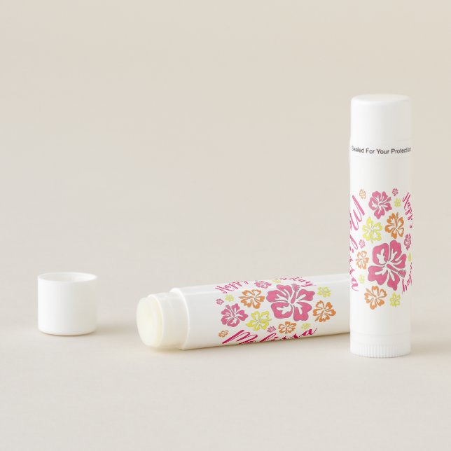 Hawaiian Island Tropical Hibiscus Flowers Birthday Lip Balm (In Situ)