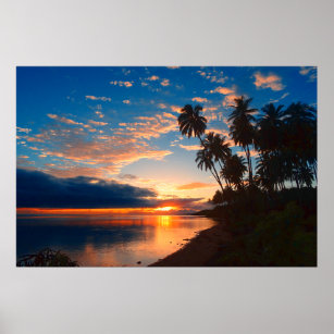 Hawaiian Island Tropical Sunset Poster
