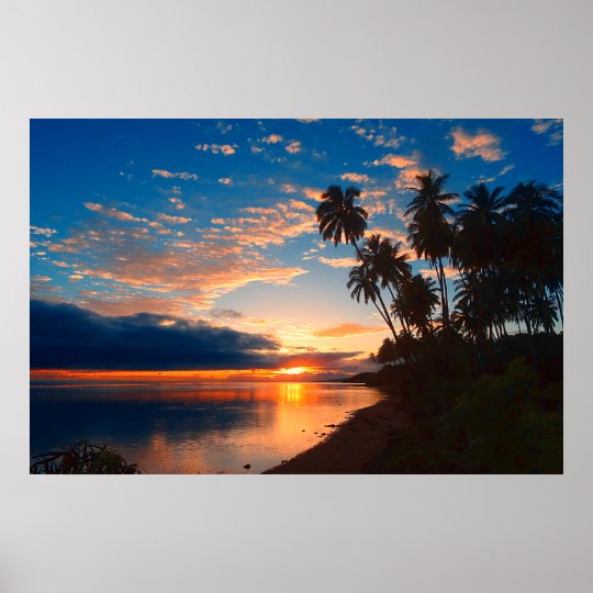 Hawaiian Island Tropical Sunset Poster | Zazzle.com