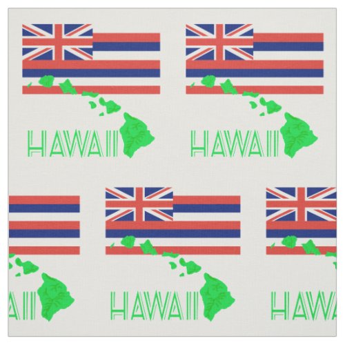 Hawaiian Islands And Flag Fabric