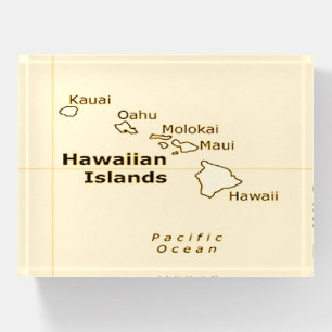 Hawaiian islands map paperweight