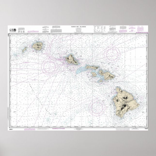 Hawaiian Islands Nautical Chart 19004 (Front)