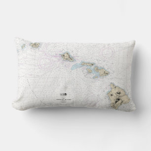 Hawaiian Islands Nautical Chart 19004 Lumbar Pillow