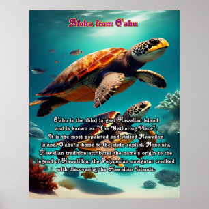 Hawaiian islands Oahu Aloha Poster