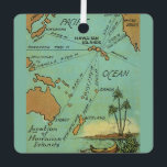 Hawaiian Islands Ornament<br><div class="desc">Vintage postcard map of the Hawaiian Islands repurposed as a metal ornament.</div>