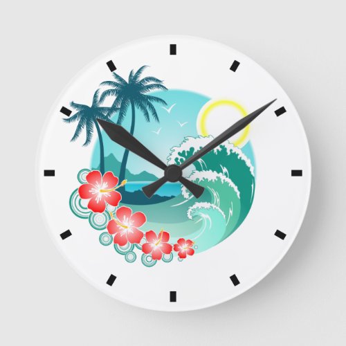 Hawaiian Islands Round Clock