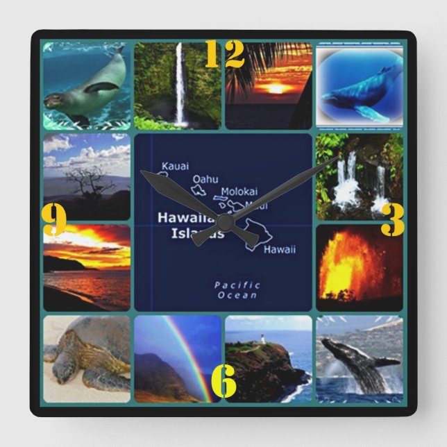 Hawaiian Islands scenery Square Wall Clock (Front)
