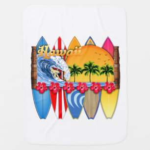 Hawaiian Islands Surfing Baby Blanket
