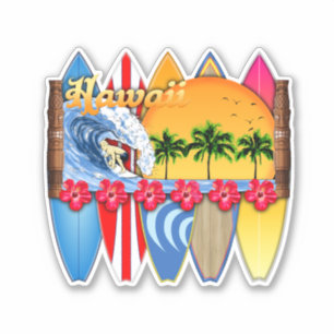 Hawaiian Islands Surfing Sticker