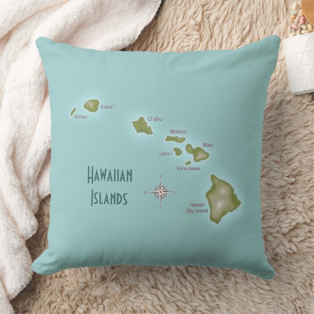 Hawaiian Islands Throw Pillow (Blanket)