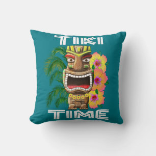 Hawaiian Islands Tiki Statue Throw Pillow