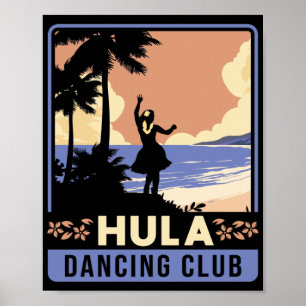Hawaiian Islands Vintage Souvenir Hula Dancing Poster