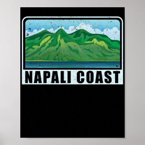 Hawaiian Islands Vintage Souvenir Napali Coast Poster