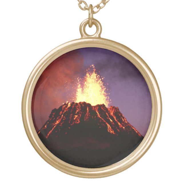 Hawaiian Islands Volcano Gold Plated Necklace (Front)