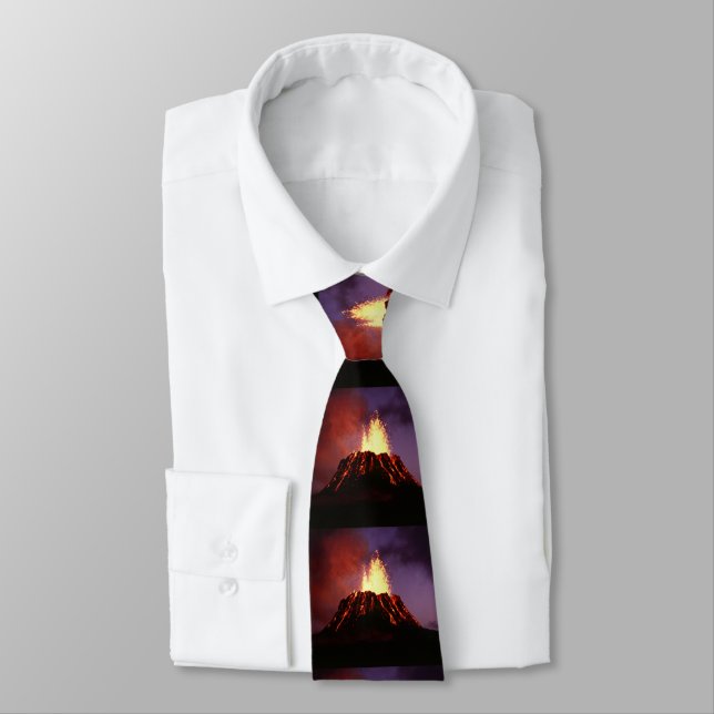 Hawaiian Islands Volcano Neck Tie (Tied)
