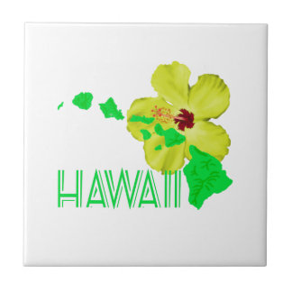 Hawaiian Islands Yellow Hibiscus Flower Ceramic Tile