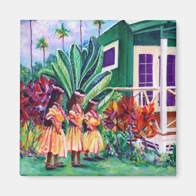 Hawaiian Keiki Hula Girls Magnet (Front)