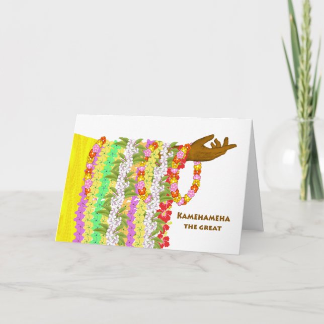 Hawaiian King Kamehameha Day, Draped Leis Card (Front)