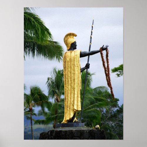 Hawaiian King Kamehameha Statue Side View Poster