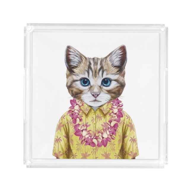 Hawaiian Kitty Cat Acrylic Tray (Front)