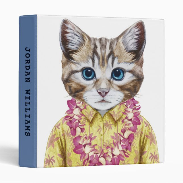 Hawaiian Kitty Cat | Add Your Name 3 Ring Binder (Front/Spine)
