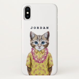 Hawaiian Kitty Cat   Add Your Name iPhone X Case