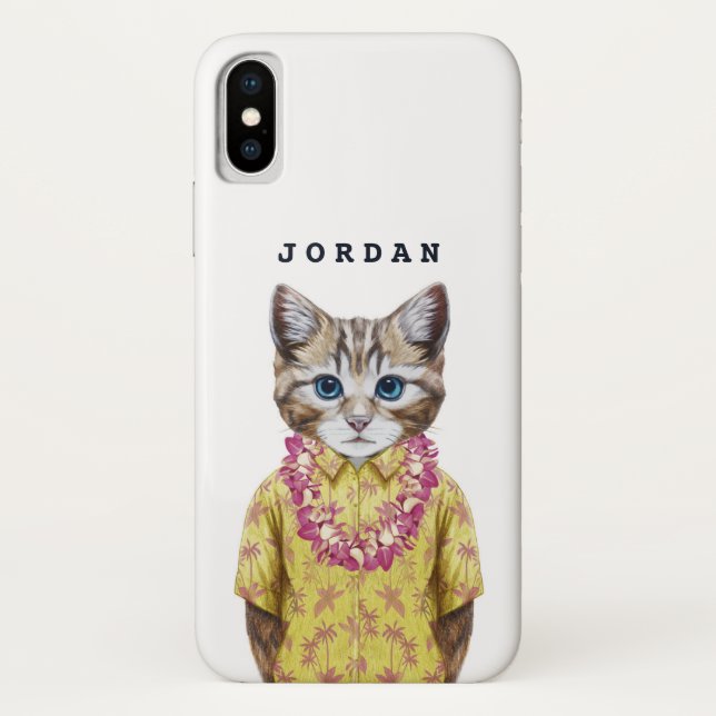 Hawaiian Kitty Cat | Add Your Name Case-Mate iPhone Case (Back)