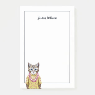 Hawaiian Kitty Cat Add Your Name Post-it Notes