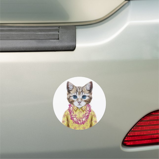 Hawaiian Kitty Cat Car Magnet (In Situ)
