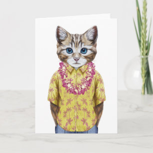 Hawaiian Kitty Cat Card