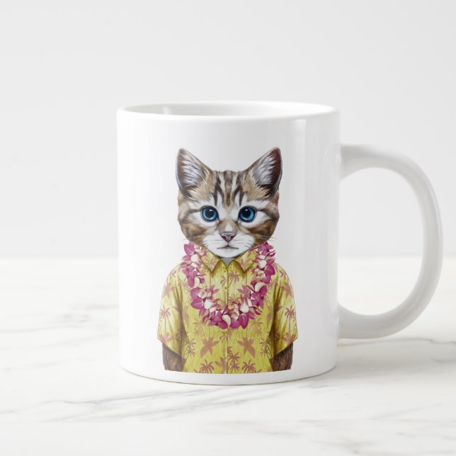 Hawaiian Kitty Cat Giant Coffee Mug (Right)