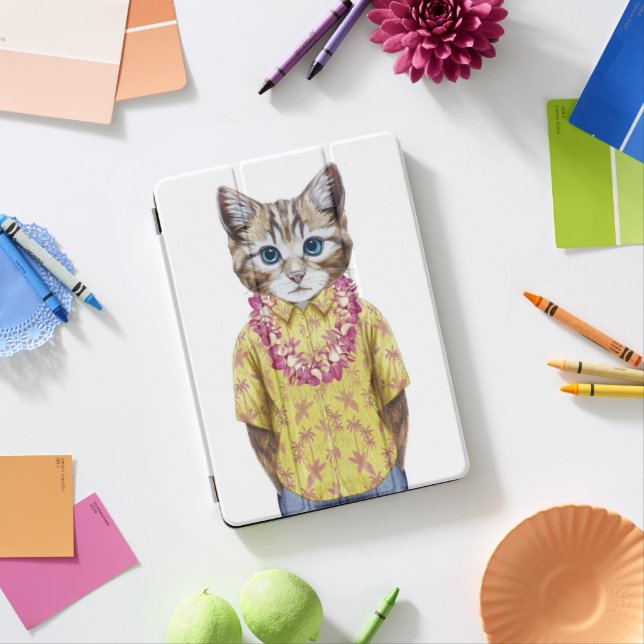 Hawaiian Kitty Cat iPad Pro Cover (Desk)