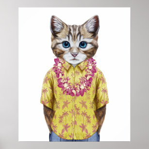 Hawaiian Kitty Cat Poster