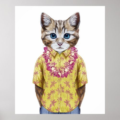 Hawaiian Kitty Cat Poster