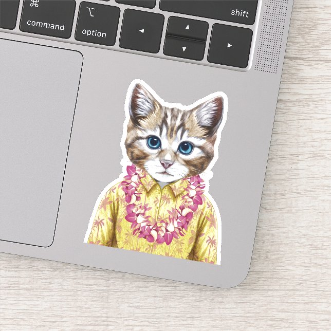 Hawaiian Kitty Cat Sticker (Detail)