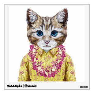 Hawaiian Kitty Cat Wall Decal