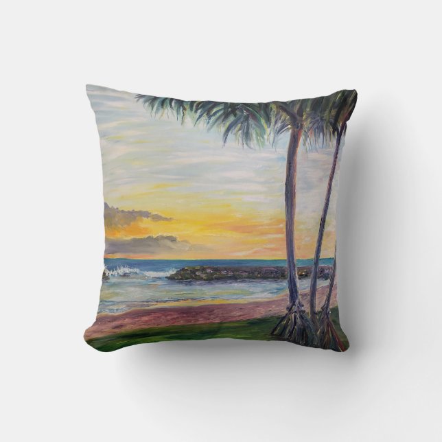 Hawaiian Ko'Olina Beach lagoon 2 Hala Tree  Throw Pillow (Front)