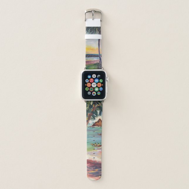 Hawaiian Ko'Olina Hala Tree and Kailua Kayaker Apple Watch Band (Front)