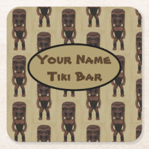 Hawaiian Ku Tiki customizable Tiki bar coasters