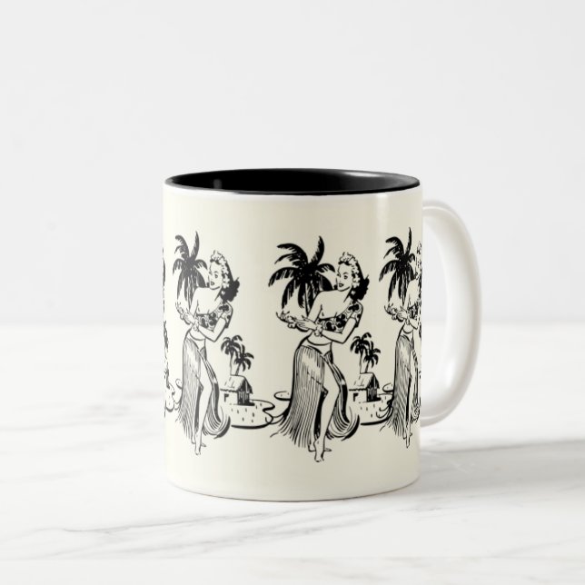 Hawaiian Lady Dancer: Islander Culture Enthusiasts Two-Tone Coffee Mug (Front Right)