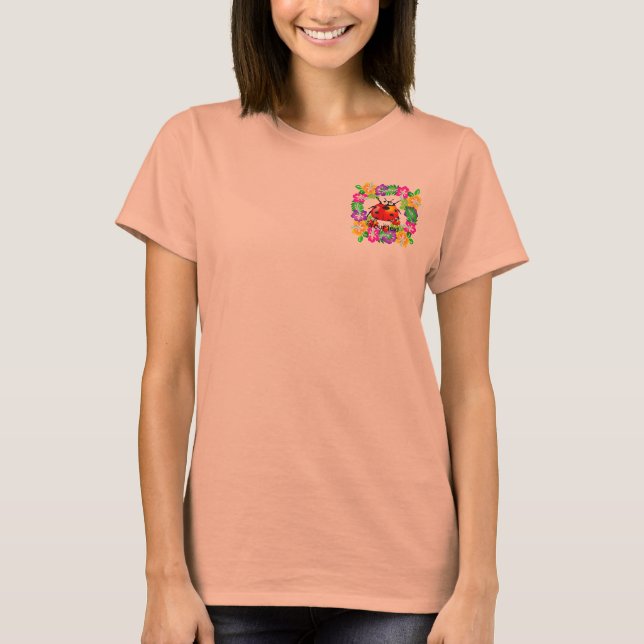 Hawaiian ladybug with babies on hibiscus flowers T-Shirt (Front)