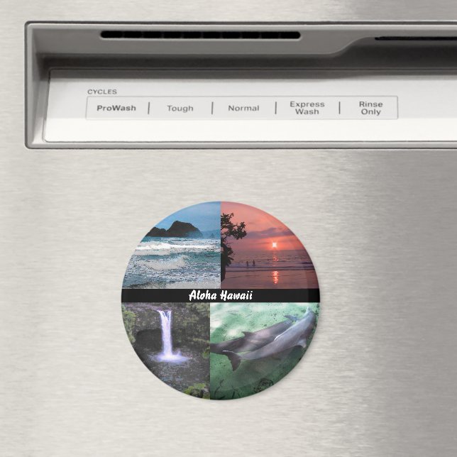 Hawaiian Landscape Four Photo Aloha Hawaii Magnet (In Situ (Dishwasher))