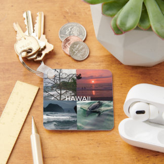 Hawaiian Landscape Four Photo Hawaii Keychain