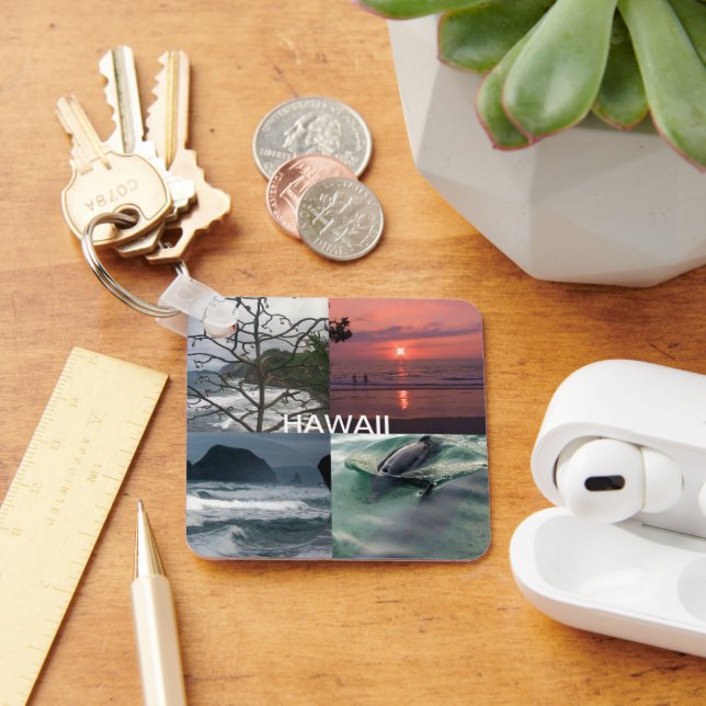 Hawaiian Landscape Four Photo Hawaii Keychain (Desk)